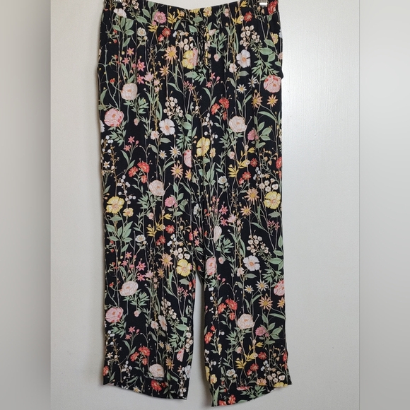 Loft Floral Print Women's Cropped Viscose Pants - Picture 1 of 7